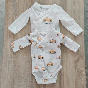 Petit Lem White One-Piece Bodysuit Set with Yellow Taxi Print